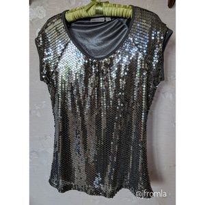 John Paul Richard Silver Sequin Shirt